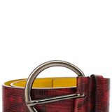2000s Ceinture en cuir embossé façon lézard bordeaux