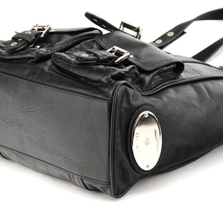 Mulberry Black Leather Buckle Pocket Tote Bag