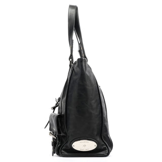 Mulberry Black Leather Buckle Pocket Tote Bag