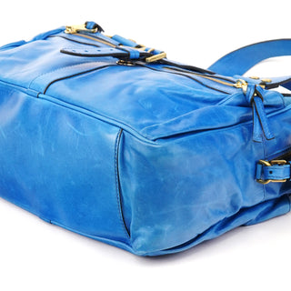Mulberry Cobalt Blue Vintage Leather Mabel Tote Bag