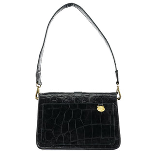 Mulberry Navy Croc Embossed Leather Shoulder Bag