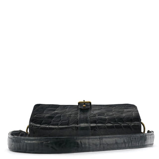 Mulberry Navy Croc Embossed Leather Shoulder Bag
