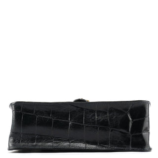 Mulberry Navy Croc Embossed Leather Shoulder Bag
