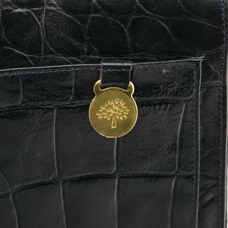 Mulberry Navy Croc Embossed Leather Shoulder Bag