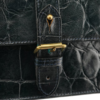 Mulberry Navy Croc Embossed Leather Shoulder Bag