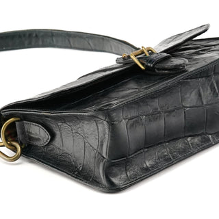 Mulberry Navy Croc Embossed Leather Shoulder Bag