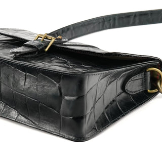 Mulberry Navy Croc Embossed Leather Shoulder Bag