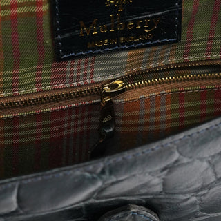 Mulberry Navy Croc Embossed Leather Shoulder Bag