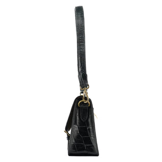 Mulberry Navy Croc Embossed Leather Shoulder Bag