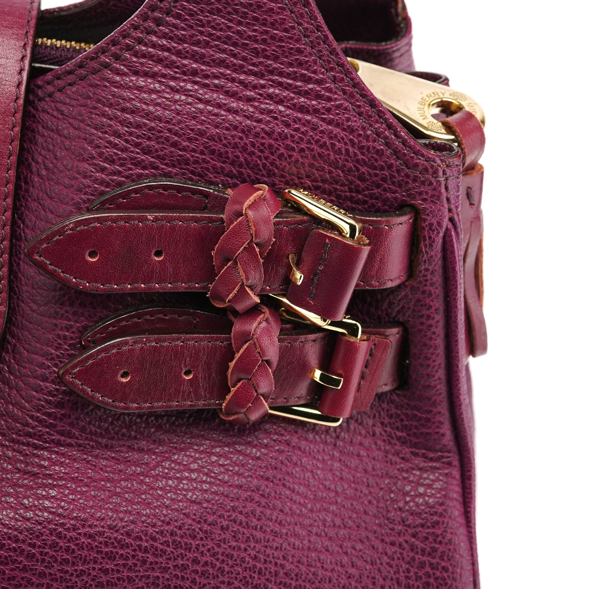 Mulberry Purple Leather Top Handle Bag
