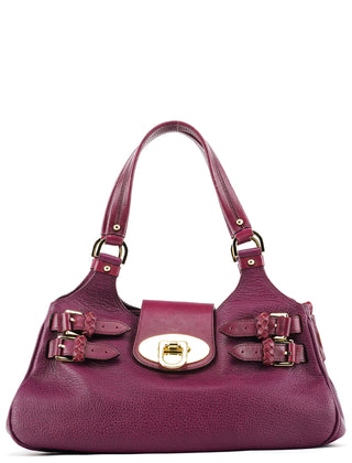Mulberry Purple Leather Top Handle Bag