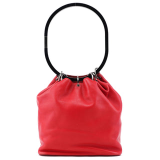 Prada 001 3750 Red Calfskin Plastic Ring Bag