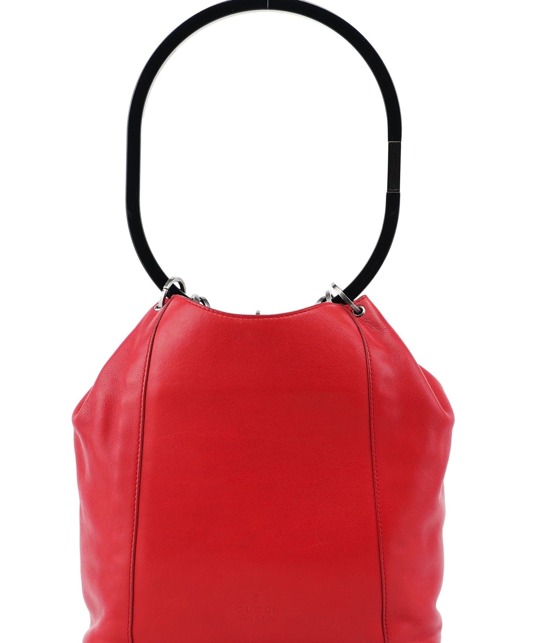 Prada 001 3750 Red Calfskin Plastic Ring Bag