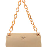 Prada Sac Tessuto à chaîne en plastique en toile beige des années 1990