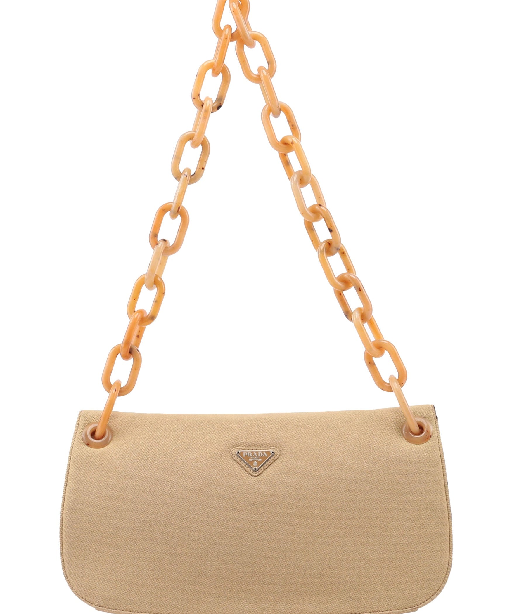 Prada 1990's Beige Tessuto Plastic Chain Bag