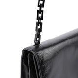 Prada 1990er-Jahre Vitello Plastic Schultertasche aus schwarzem Kalbsleder