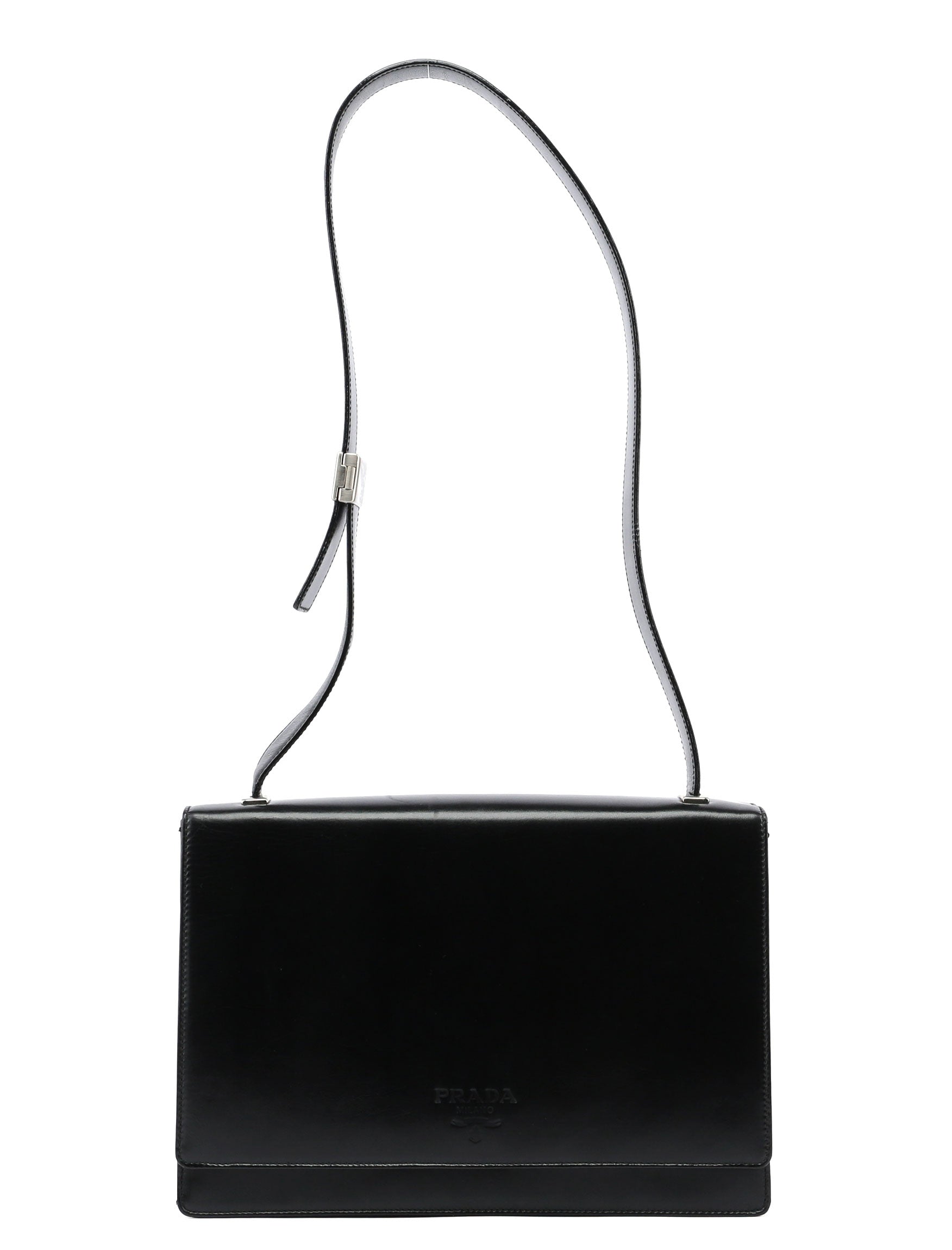 Prada 1990's Black Vitello Shoulder Bag