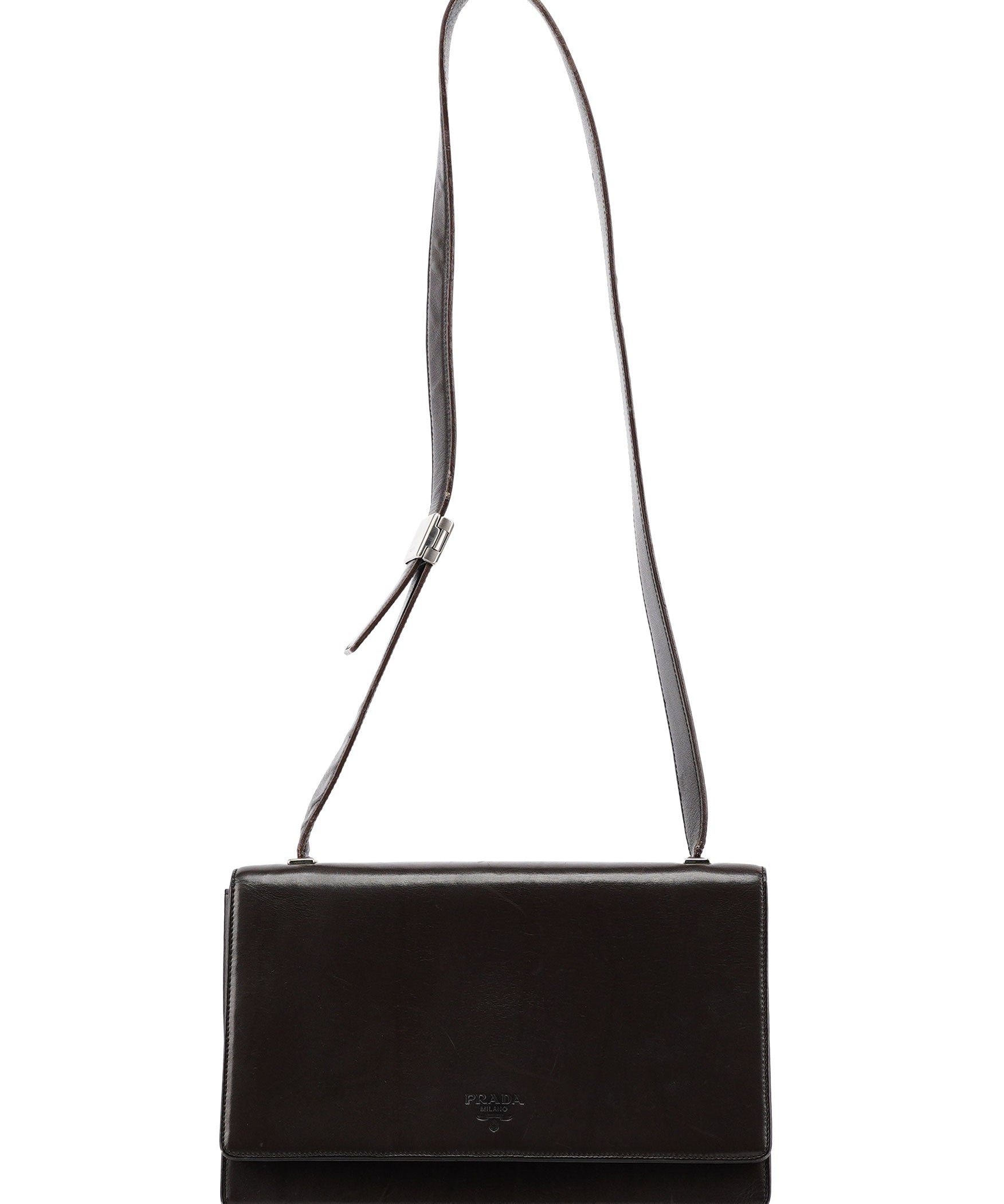 Prada 1990's Dark Brown Vitello Shoulder Bag