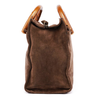 Prada 1990's Suede Wood Handle Bag