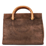 Prada 1990's Suede Wood Handle Bag