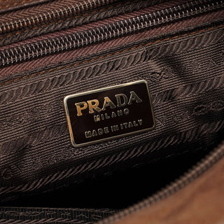 Prada 1990's Suede Wood Handle Bag