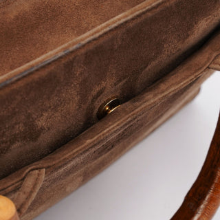 Prada 1990's Suede Wood Handle Bag