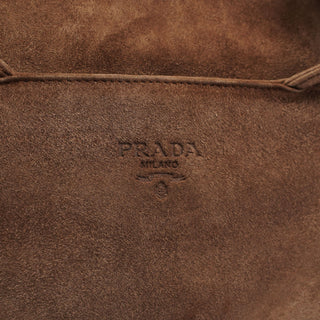 Prada 1990's Suede Wood Handle Bag