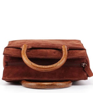 Prada 1990's Suede Wood Handle Bag