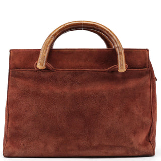 Prada 1990's Suede Wood Handle Bag