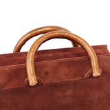 Prada Sac en daim à anses en bois des années 1990