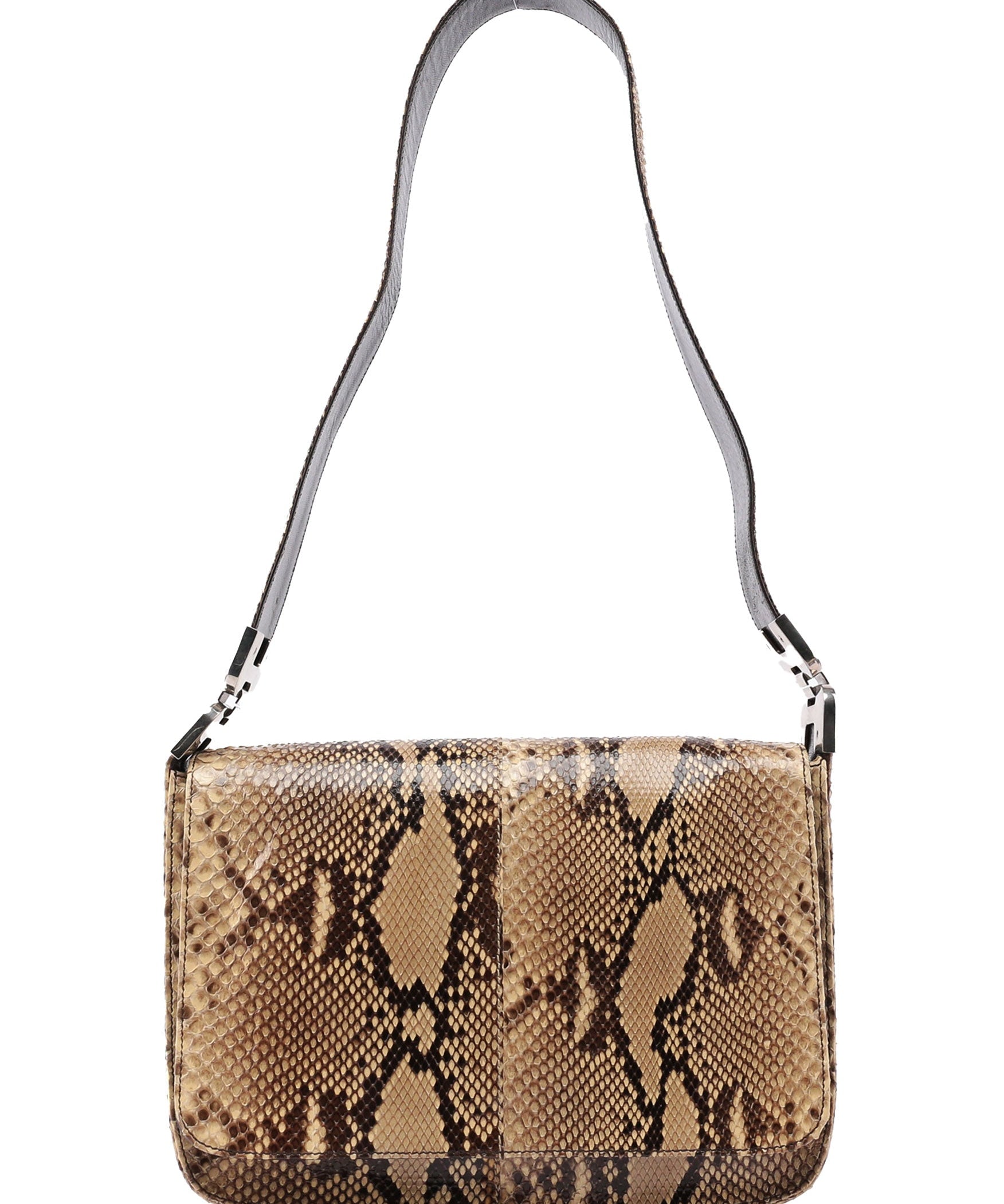 Prada 1990's Yellow Python Skin Shoulder Bag