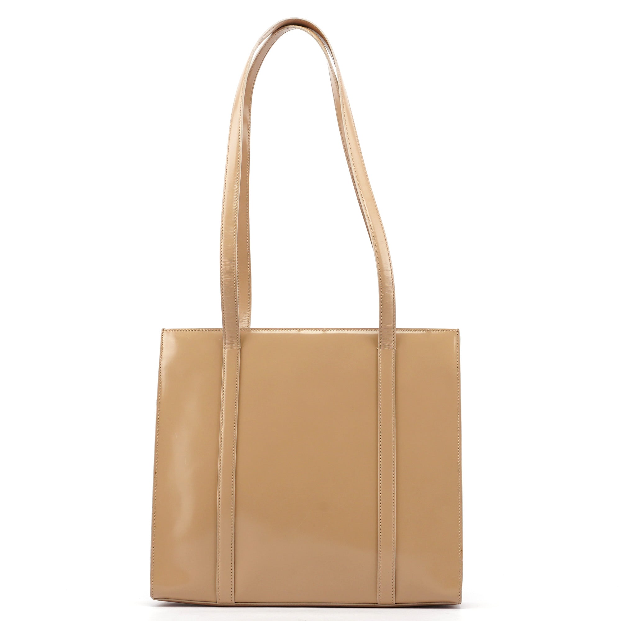 Prada 1995 Sac cabas Spazzolato en cuir verni beige