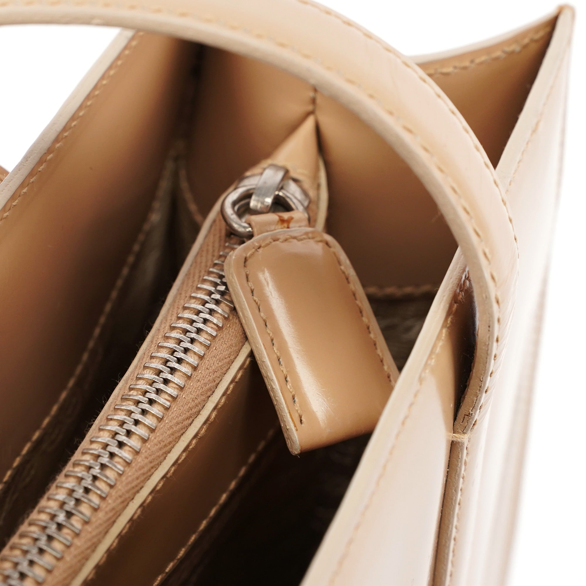 Prada 1995 Sac cabas Spazzolato en cuir verni beige
