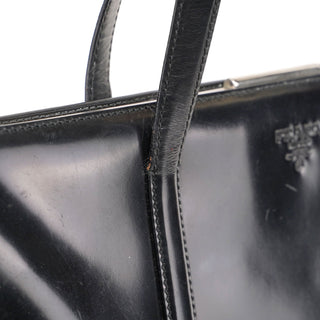 Prada 1995 Black Spazzolato Clutch Tote Bag