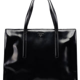 Prada 1995 Black Spazzolato Clutch Tote Bag