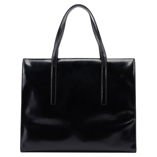 Prada 1995 Black Spazzolato Clutch Tote Bag