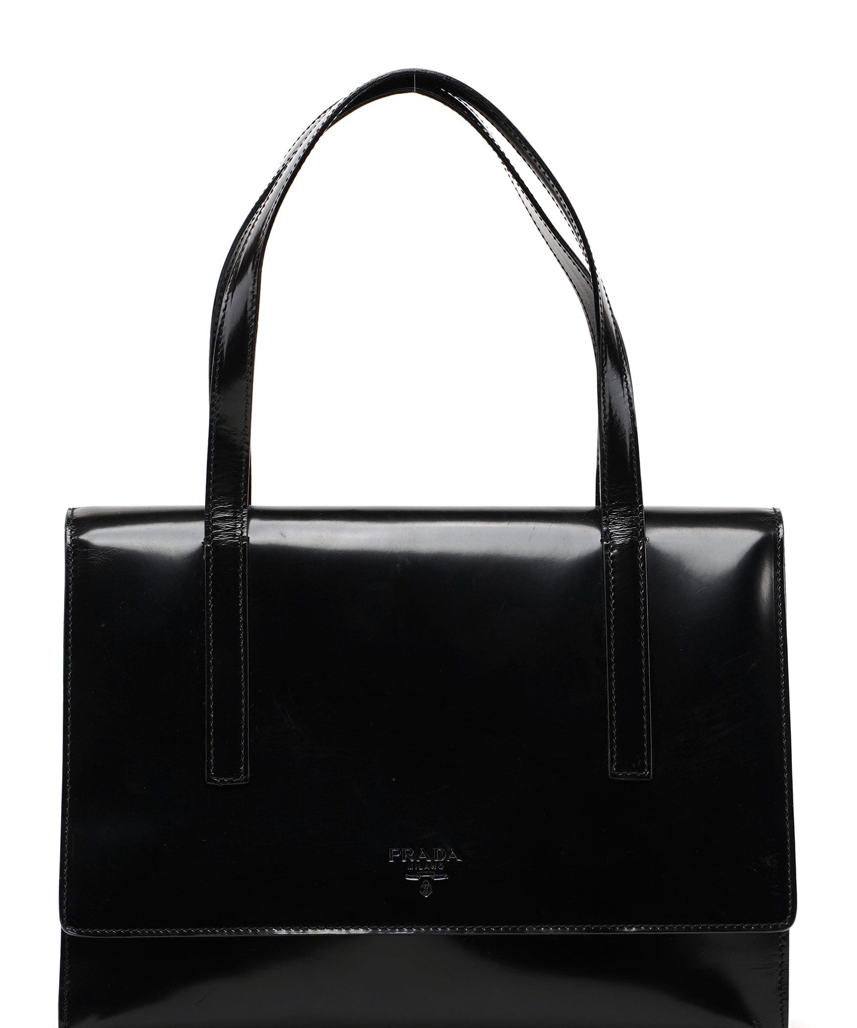 Prada 1995 Black Spazzolato Flap Bag