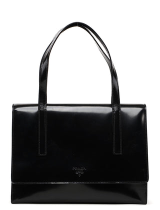 Prada 1995 Black Spazzolato Flap Bag