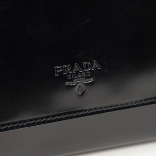 Prada 1995 Black Spazzolato Flap Bag