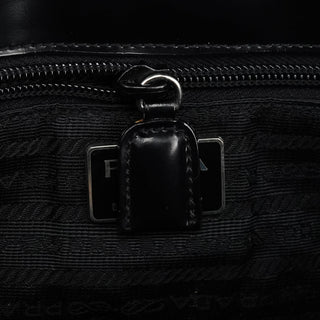 Prada 1995 Black Spazzolato Flap Tote Bag