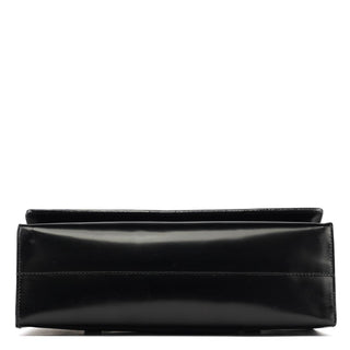 Prada 1995 Black Spazzolato Flap Tote Bag