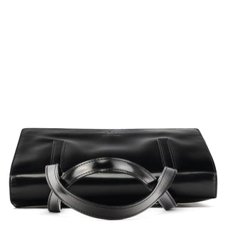 Prada 1995 Black Spazzolato Flap Tote Bag