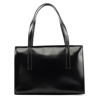 Prada 1995 Black Spazzolato Flap Tote Bag