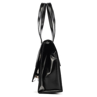 Prada 1995 Black Spazzolato Flap Tote Bag