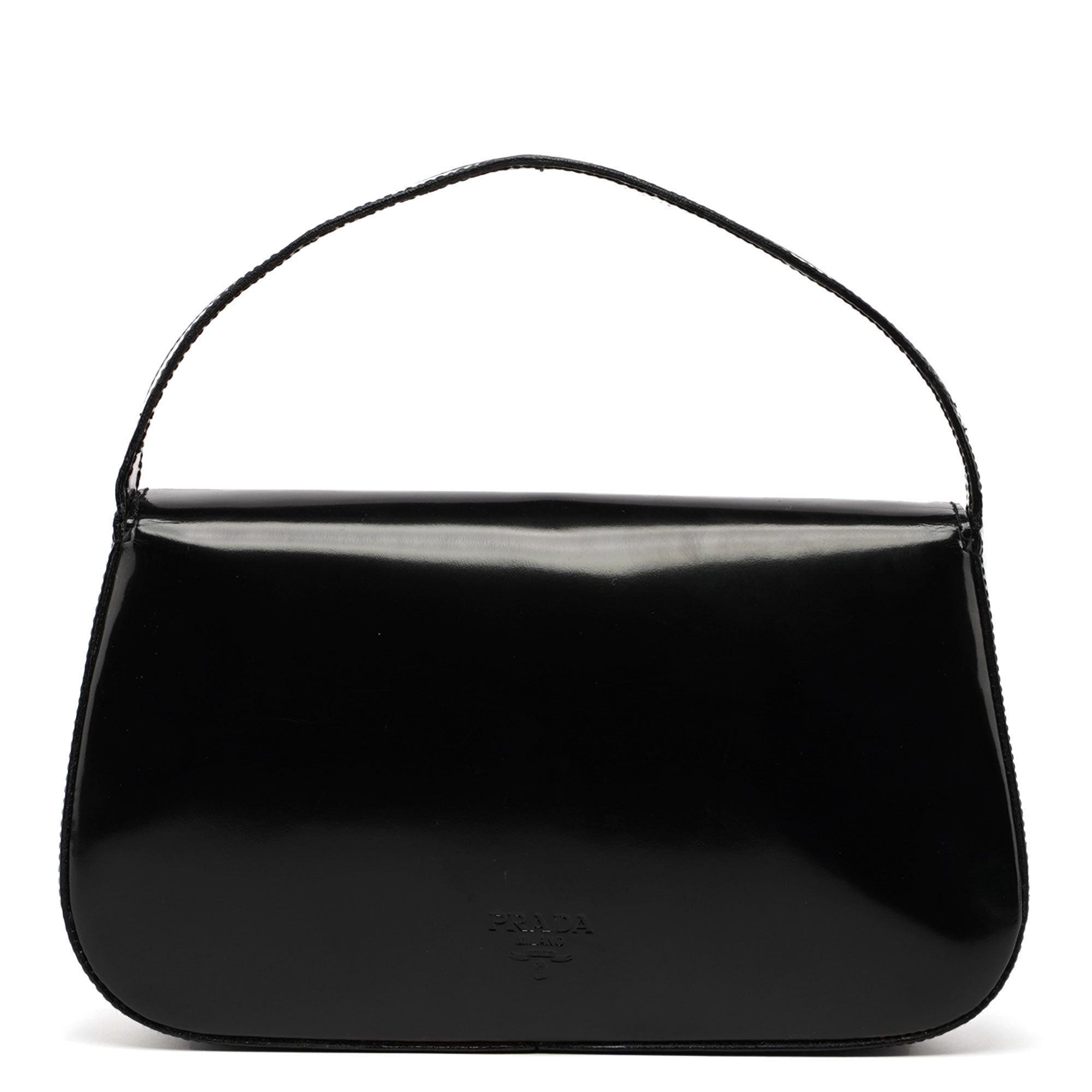 Prada 1995 Sac à main Spazzolato en cuir verni noir