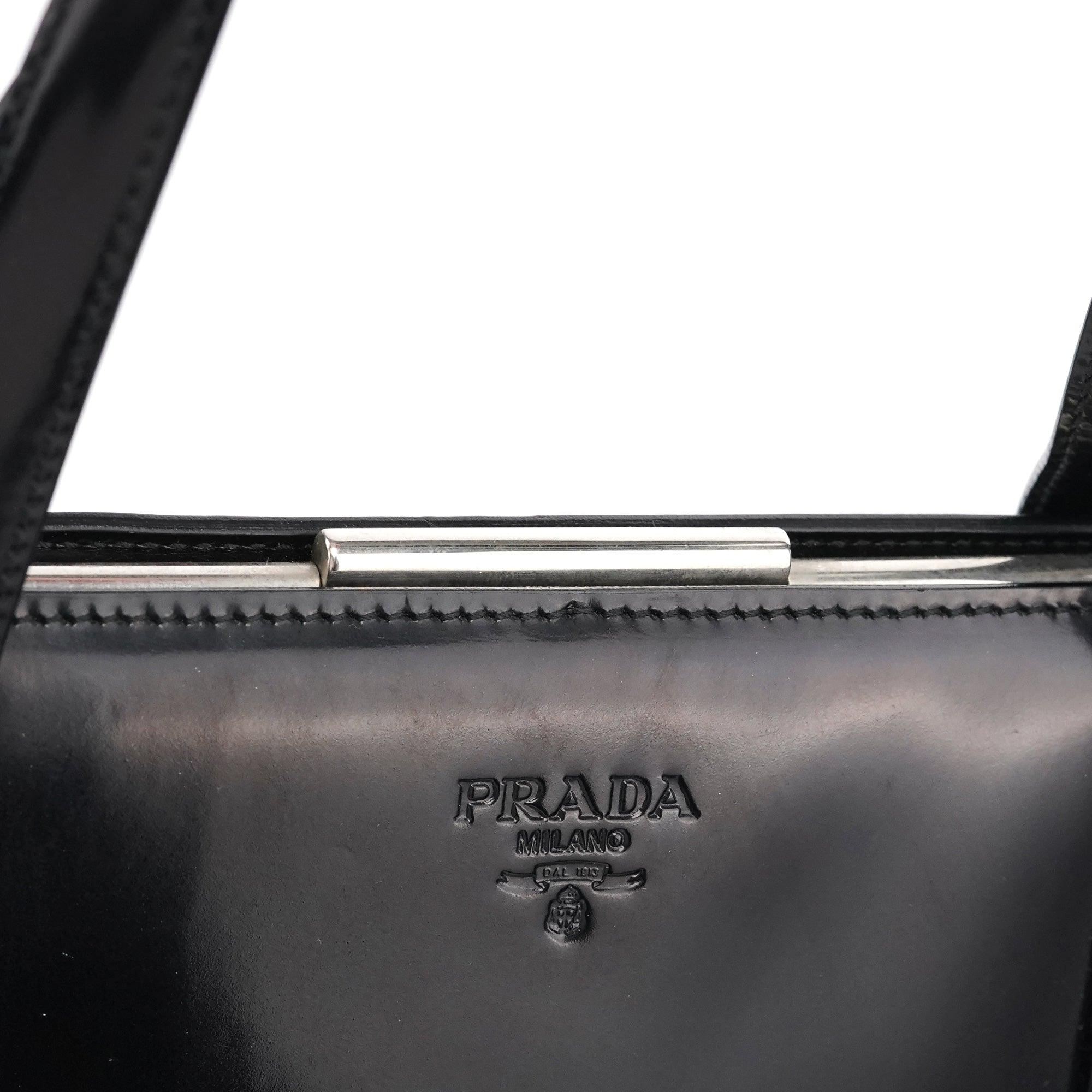 Prada 1995 Black Spazzolato Sport Clutch Tote Bag