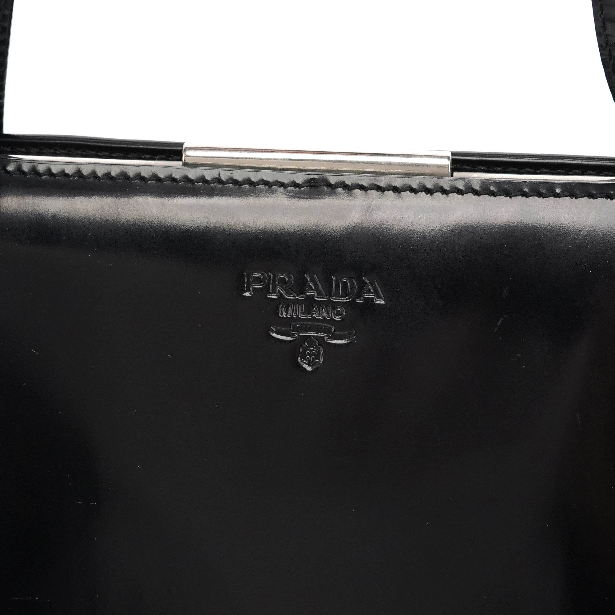 Prada 1995 Black Spazzolato Sport Clutch Tote Bag