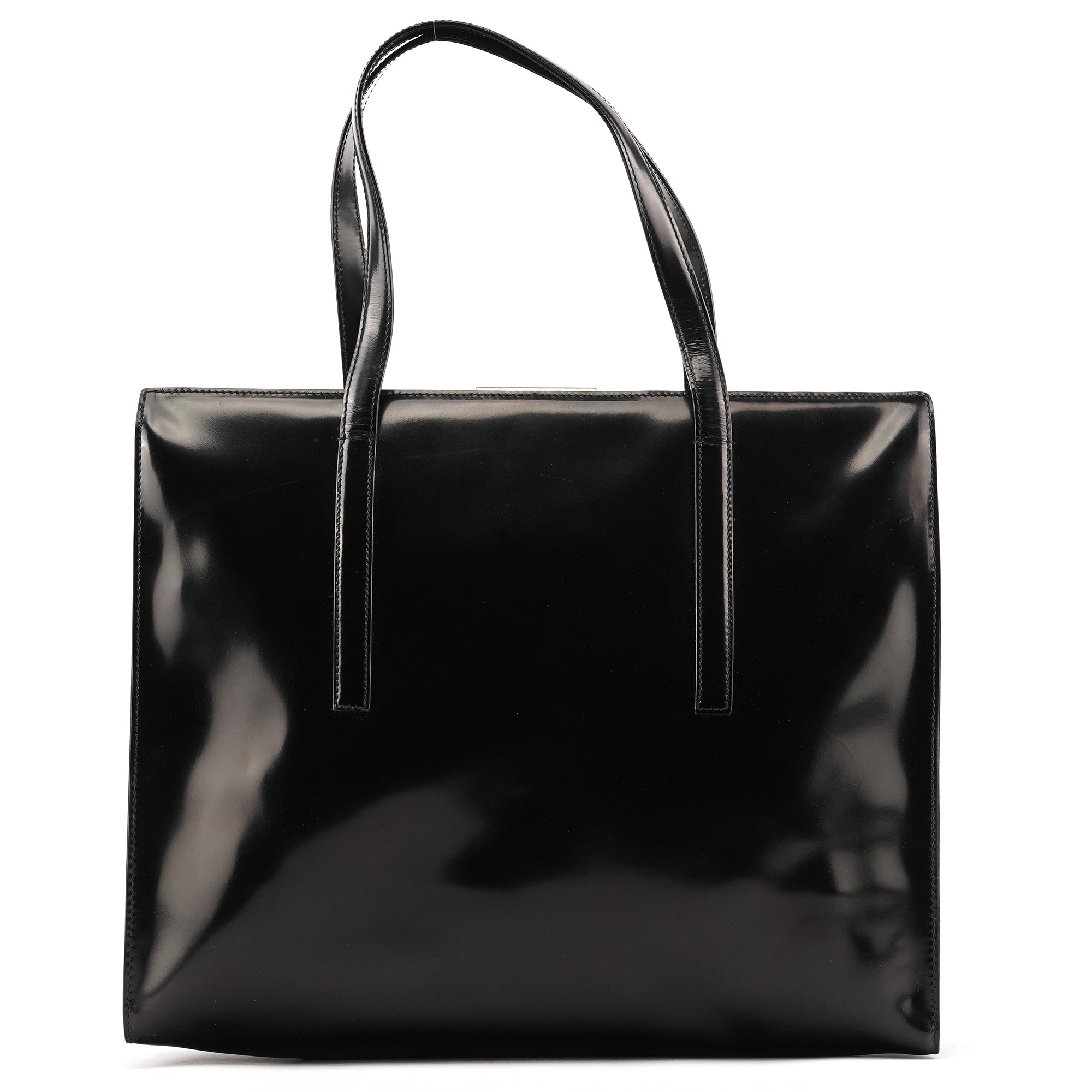 Prada 1995 Black Spazzolato Sport Clutch Tote Bag
