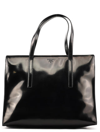 Prada 1995 Black Spazzolato Sport Clutch Tote Bag