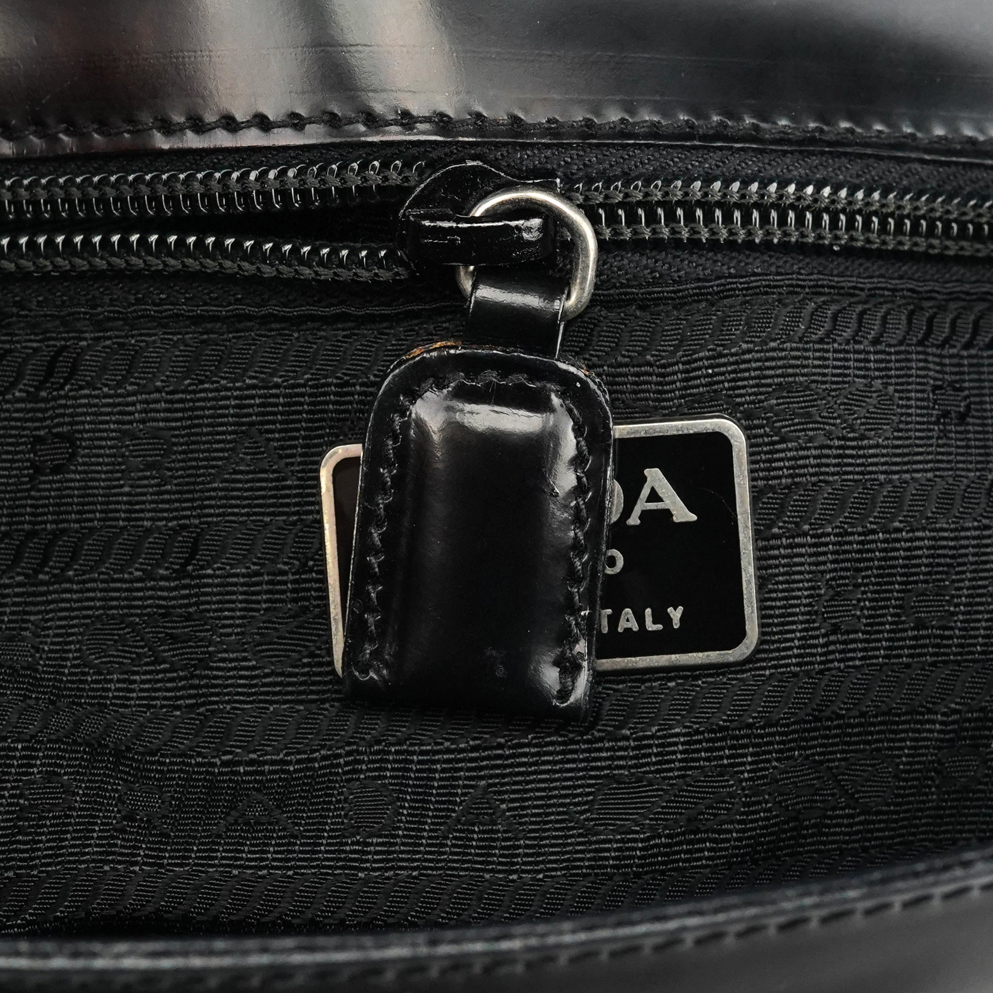 Prada 1995 Black Spazzolato Sport Flap Tote Bag